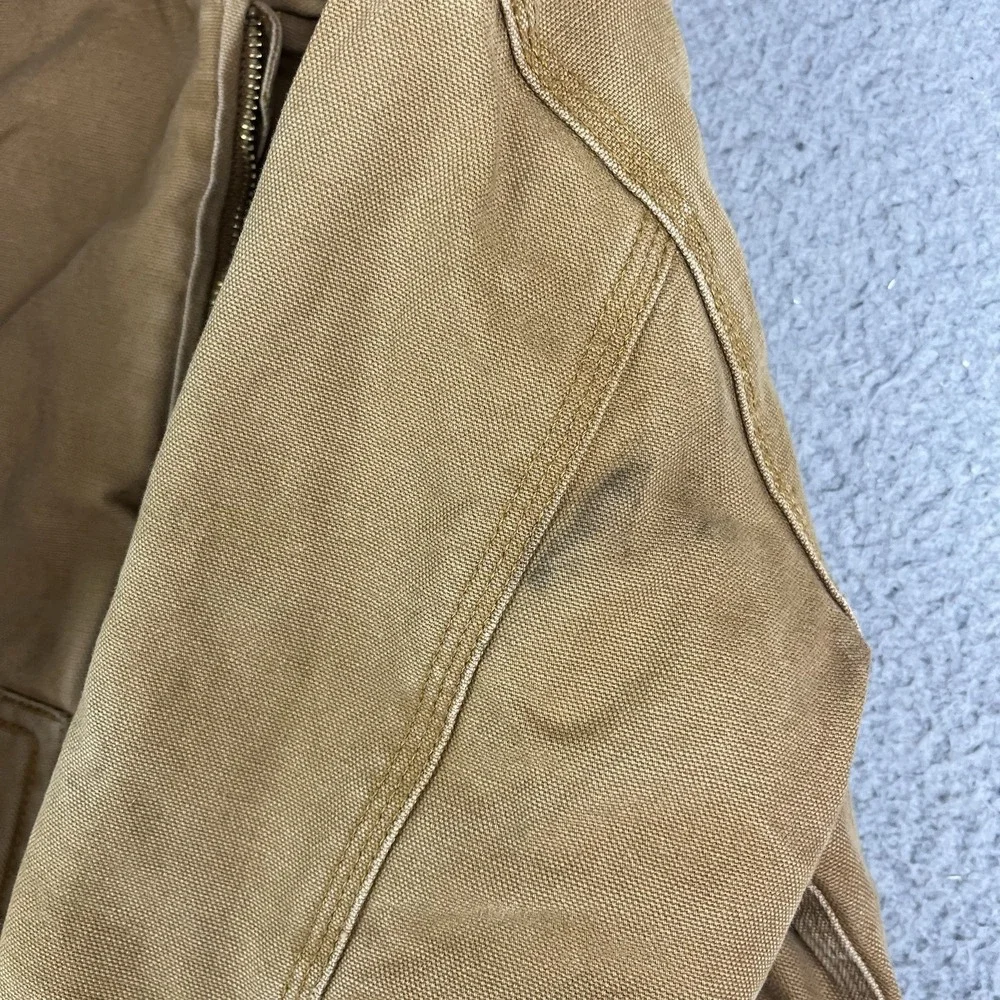 Carhartt‎ Canvas Quilted Lined Jacket Tan Brown Distressed Kids Small